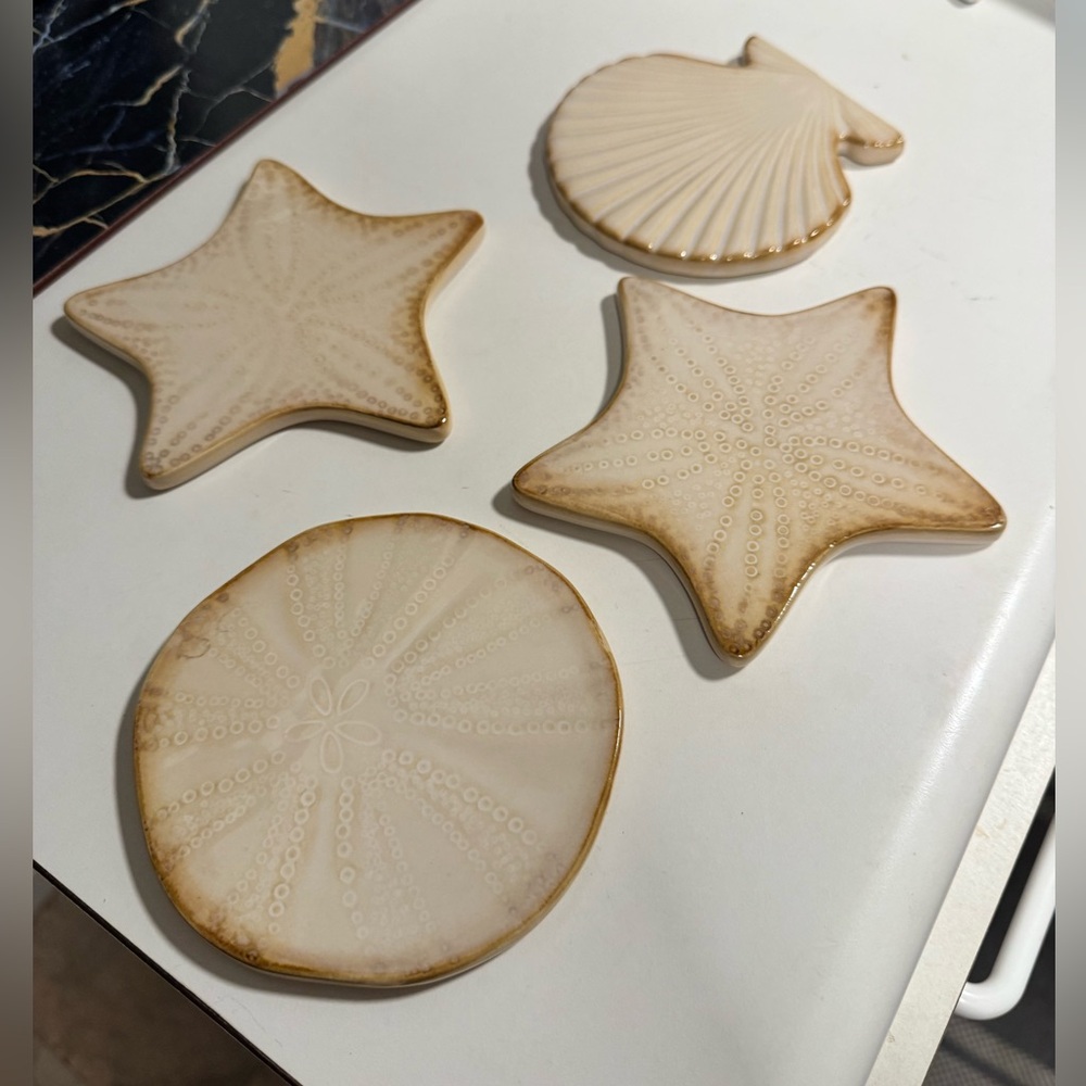 Set of Sea-Themed Ceramic Coasters